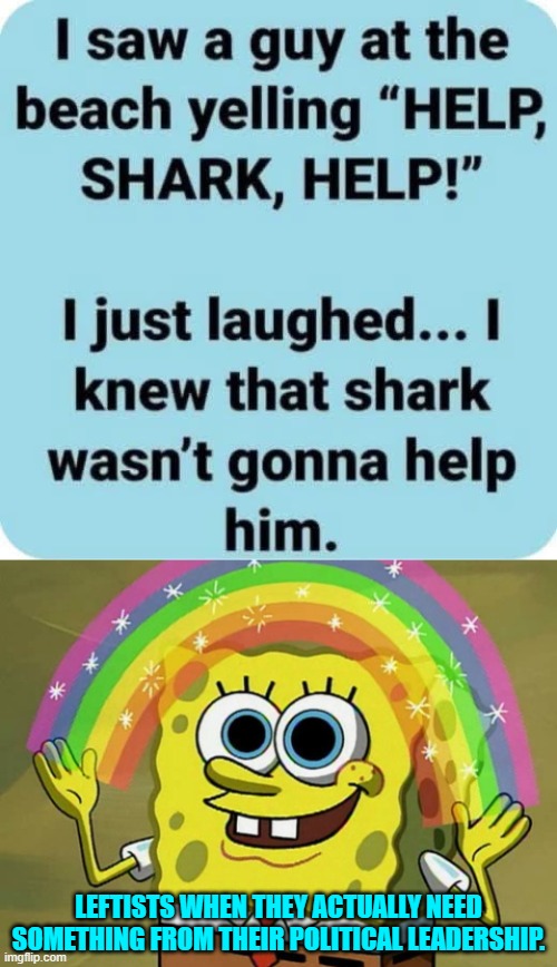 But that's not what leftist teachers say in the public school systems! | LEFTISTS WHEN THEY ACTUALLY NEED SOMETHING FROM THEIR POLITICAL LEADERSHIP. | image tagged in imagination spongebob | made w/ Imgflip meme maker