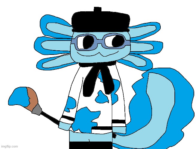 cosplay of a axolotl from a roblox tower defense game | made w/ Imgflip meme maker