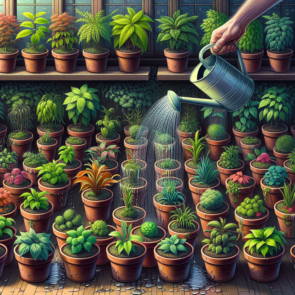 place a few drops of sorely needed water on 50 potted plants Blank Meme Template