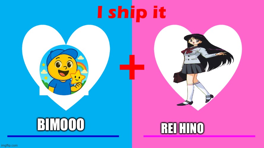 I ship bimooo and Rei hino | BIMOOO; REI HINO | image tagged in i ship it,ragebait,shitpost,sailor moon | made w/ Imgflip meme maker