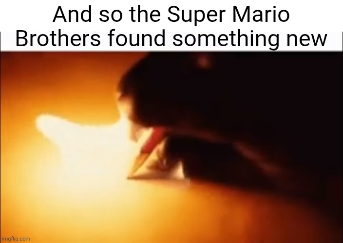 Writing Fire | And so the Super Mario Brothers found something new | image tagged in writing fire | made w/ Imgflip meme maker