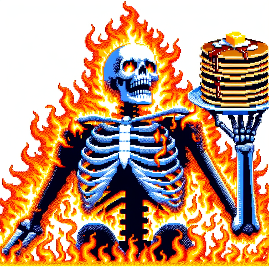 super epic and big like huge skeleton but he's on fire and he's Blank Meme Template