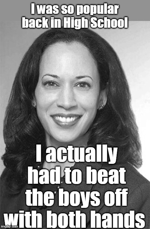 Never though I'd actually miss the Ho | I was so popular back in High School; I actually had to beat the boys off with both hands | image tagged in kamala popular beat off meme | made w/ Imgflip meme maker