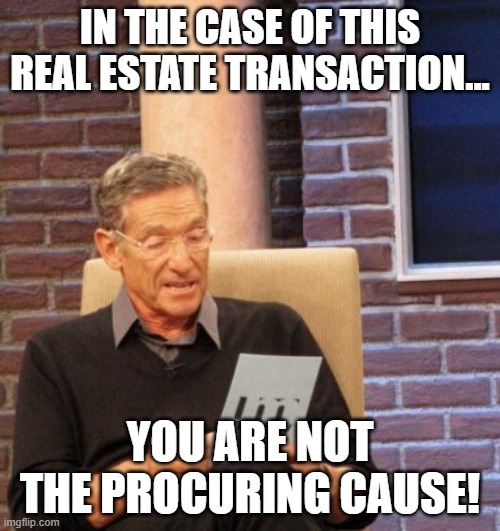 You are not the father | IN THE CASE OF THIS REAL ESTATE TRANSACTION... YOU ARE NOT THE PROCURING CAUSE! | image tagged in you are not the father | made w/ Imgflip meme maker