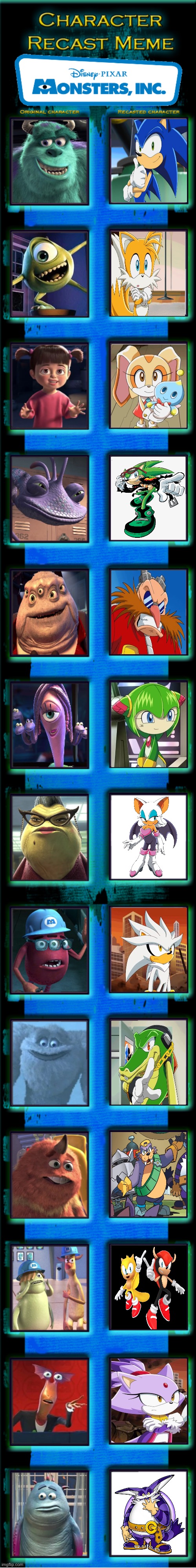 Monsters, Inc. recast 2 (Sonic Version) | image tagged in monsters inc style recast | made w/ Imgflip meme maker