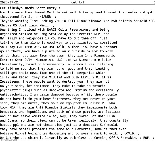 Cut #flushyourmeds Scott Barry JPG | image tagged in autism,lolcow,gangstalking,random,1984,npc | made w/ Imgflip meme maker