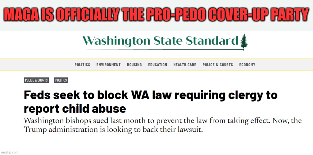 What else is new? | MAGA IS OFFICIALLY THE PRO-PEDO COVER-UP PARTY | image tagged in maga,pedo,defenders,trump | made w/ Imgflip meme maker