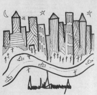 trump city-skyline drawing Blank Meme Template