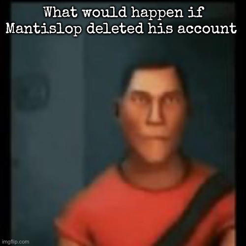 Disappointed Scout | What would happen if Mantislop deleted his account | image tagged in disappointed scout,msmg | made w/ Imgflip meme maker
