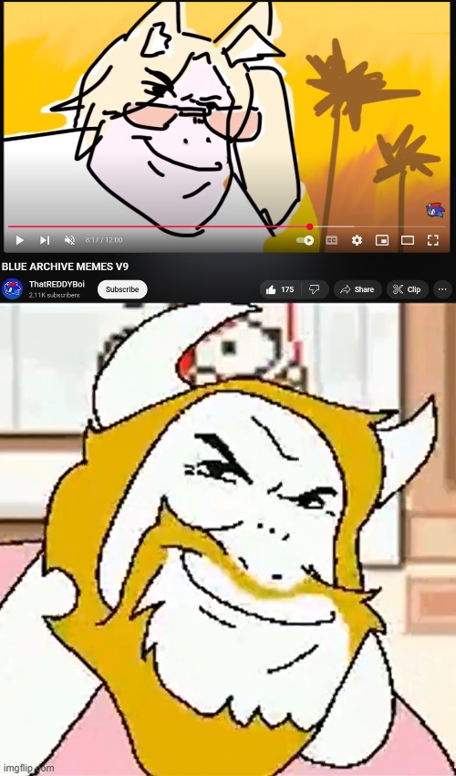 THE TEA PARTY'S(KING'S) CHARIOT CANNOT BE STOPPED (Bruh they're in Blue Archive now-) | image tagged in asgore smug,blue archive,deltarune,bruh,omg,they're in blue archive now | made w/ Imgflip meme maker