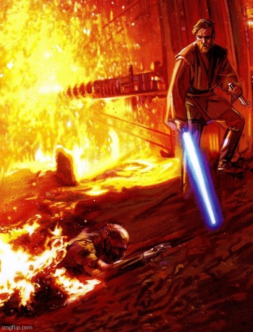 "liar liar pants on fire" | image tagged in defeated anakin | made w/ Imgflip meme maker