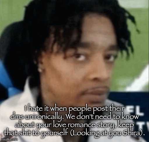 This is a meme website, not a dating advice website | I hate it when people post their dms unironically. We don't need to know about your love romance story, keep that shit to yourself (Looking at you Shira). | made w/ Imgflip meme maker