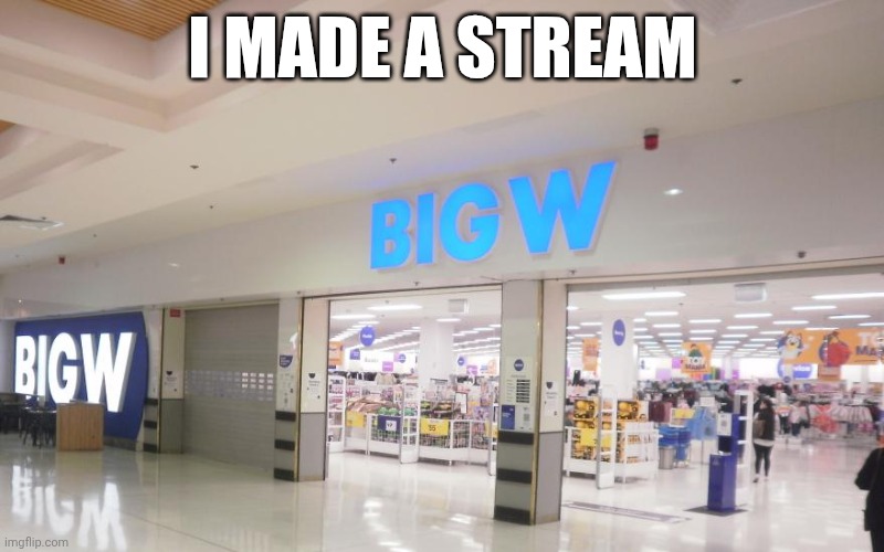 BIG W | I MADE A STREAM | image tagged in big w | made w/ Imgflip meme maker