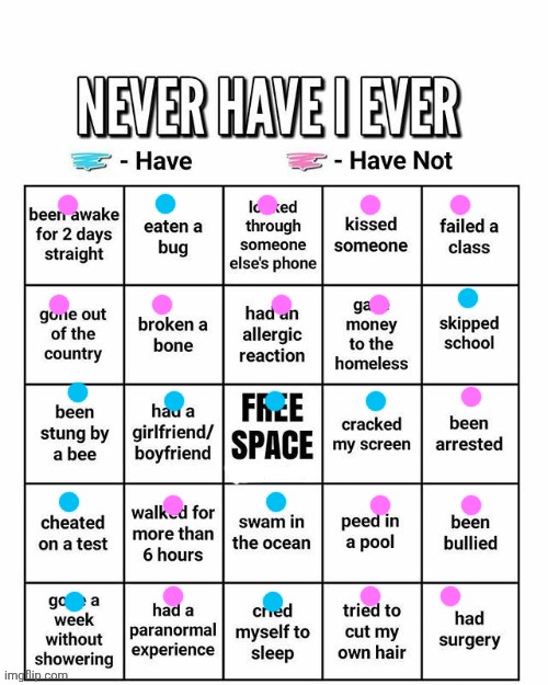 Why you gotta color both that's dumb | image tagged in never have i ever | made w/ Imgflip meme maker