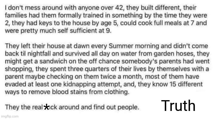 I Was 7 And My Brother Was 8 When We SHINGLED THE ROOF Without Adult Supervision!  Kids These Days Can't Comprehend That | *; Truth | image tagged in memes,and that's the truth,grow up,kids aren't stupid,wake up,when you think your parents are mean | made w/ Imgflip meme maker