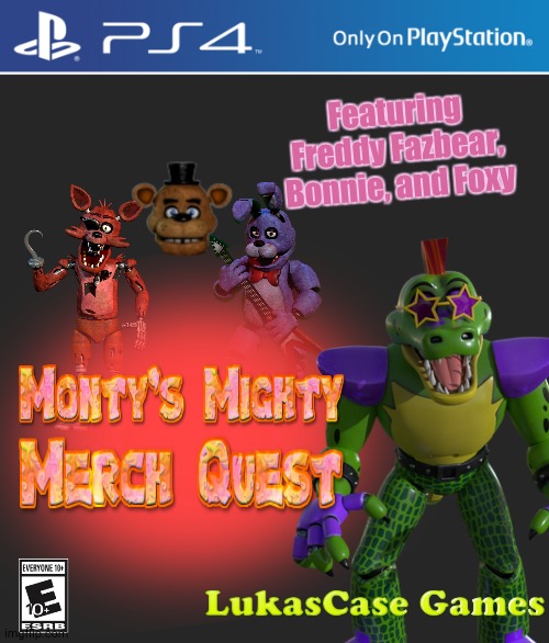 Merch | Featuring Freddy Fazbear, Bonnie, and Foxy | image tagged in ps4 case | made w/ Imgflip meme maker