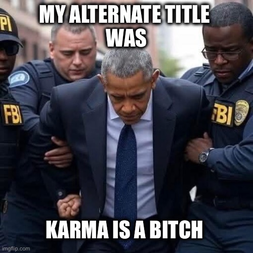 MY ALTERNATE TITLE 
WAS KARMA IS A BITCH | made w/ Imgflip meme maker