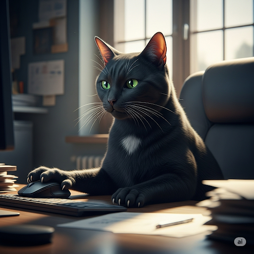 Working cat Blank Meme Template