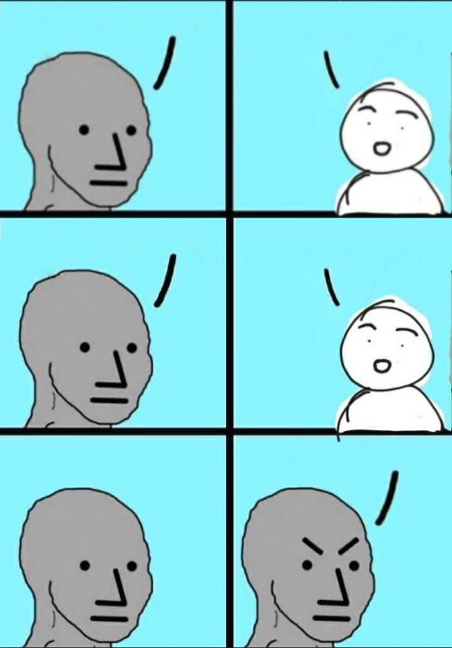Angry NPC six panel Blank Meme Template