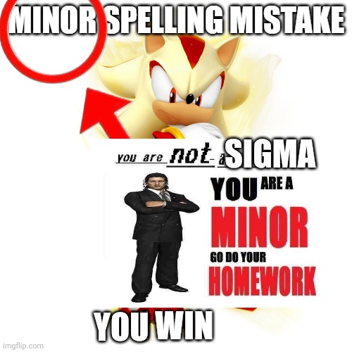 Minor Spelling Mistake HD | SIGMA YOU | image tagged in minor spelling mistake hd | made w/ Imgflip meme maker