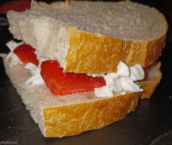 Made one of those strawberry whipped cream sandwiches (again) from Japan and omg it is BUSSIN | made w/ Imgflip meme maker