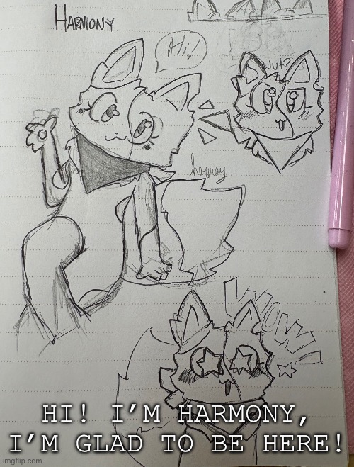 HI!!! | HI! I’M HARMONY, I’M GLAD TO BE HERE! | image tagged in furry,new,drawing | made w/ Imgflip meme maker