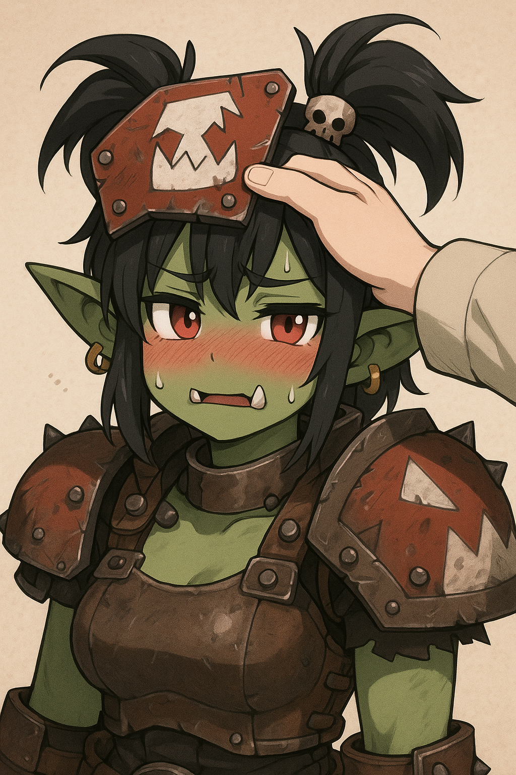 Cute ork girlfriend getting a headpat Blank Meme Template