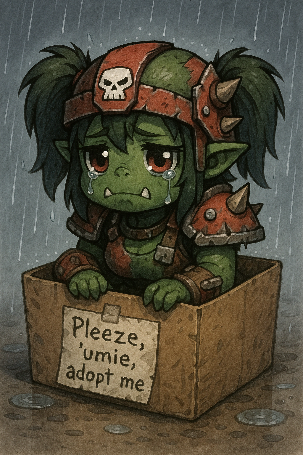 High Quality cute adoptable little ork warboss Blank Meme Template