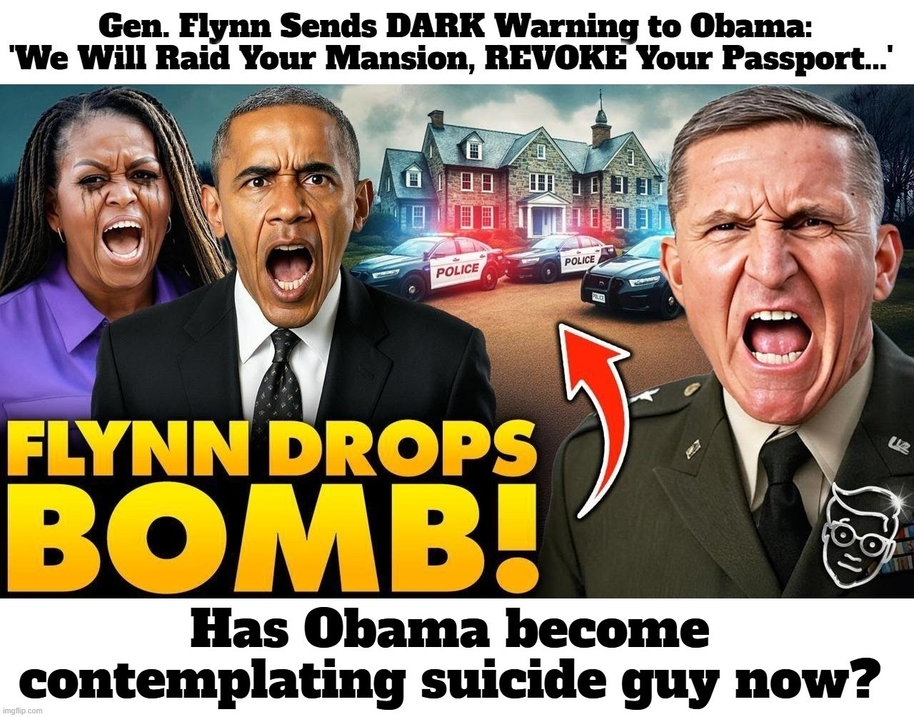 Has Obama become contemplating suicide guy now? | image tagged in barack obama,bubba and barack,contemplating suicide guy,general flynn,fuck around and find out,treason | made w/ Imgflip meme maker
