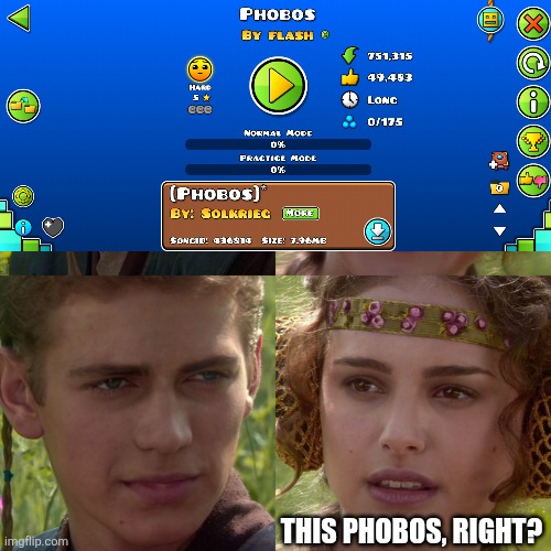 THIS PHOBOS, RIGHT? | image tagged in anakin padme 4 panel | made w/ Imgflip meme maker