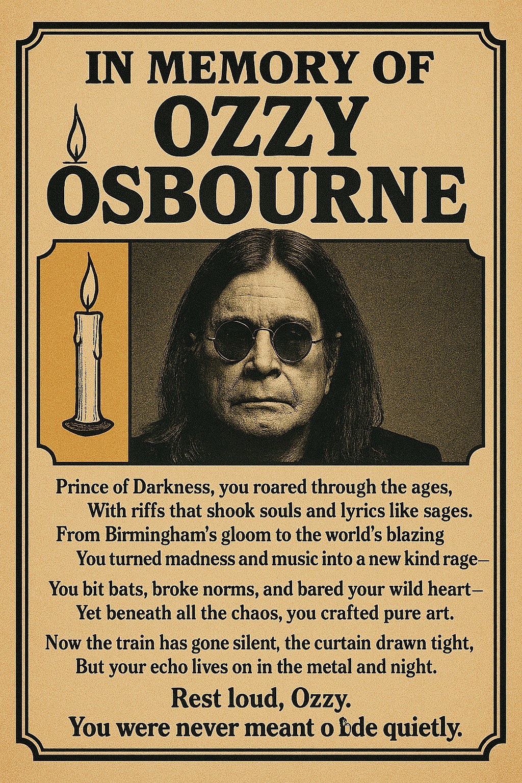 rest in peace | image tagged in ozzy osbourne | made w/ Imgflip meme maker