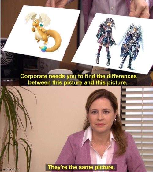 Mega Dragonite and the High Entia, they’re the same | image tagged in memes,they're the same picture,pokemon,dragonite,pokemon legends,pokemon memes | made w/ Imgflip meme maker