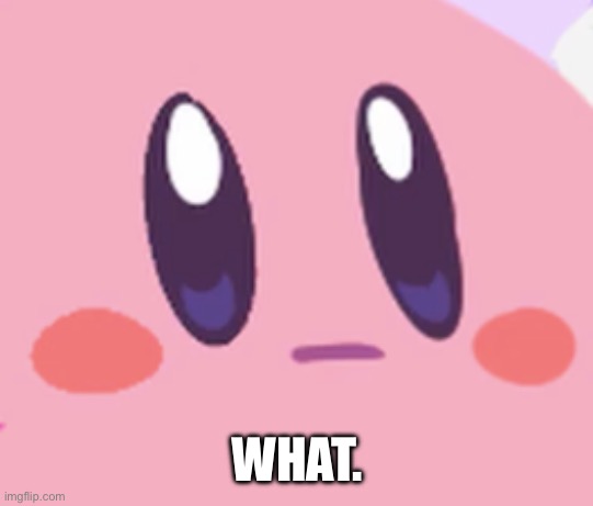 Blank Kirby Face | WHAT. | image tagged in blank kirby face | made w/ Imgflip meme maker