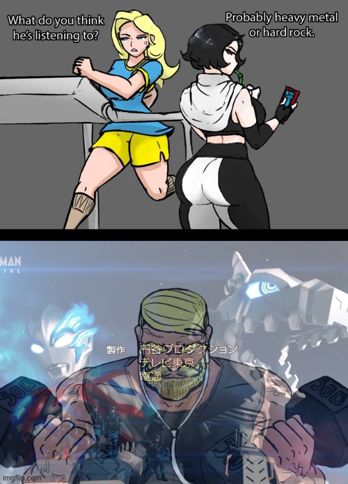 If y’all dunno what I’m talking about, the music is called Bokura no Spectra from Ultraman Blazar | image tagged in chad listening to music | made w/ Imgflip meme maker
