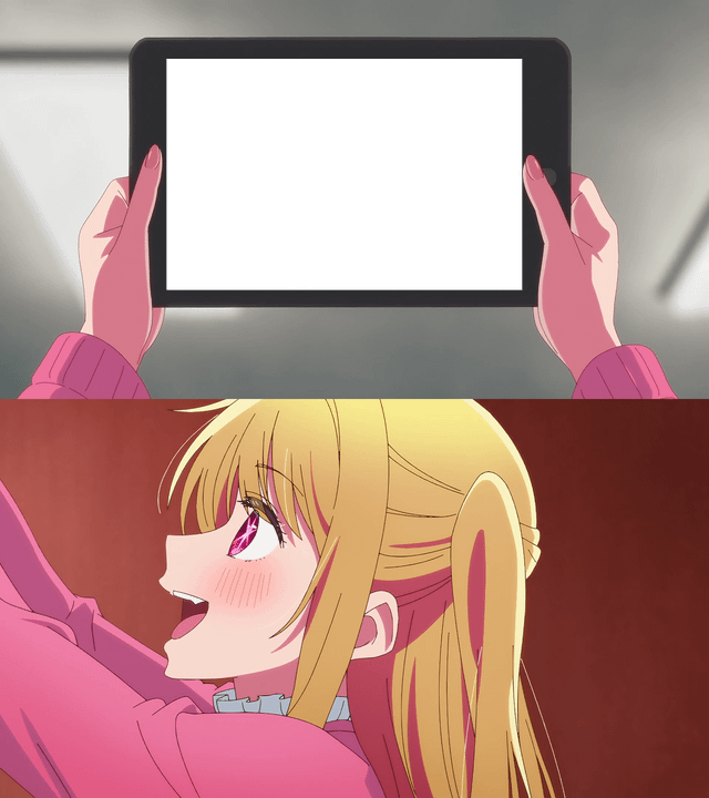Ruby looking at ipad screen Blank Meme Template