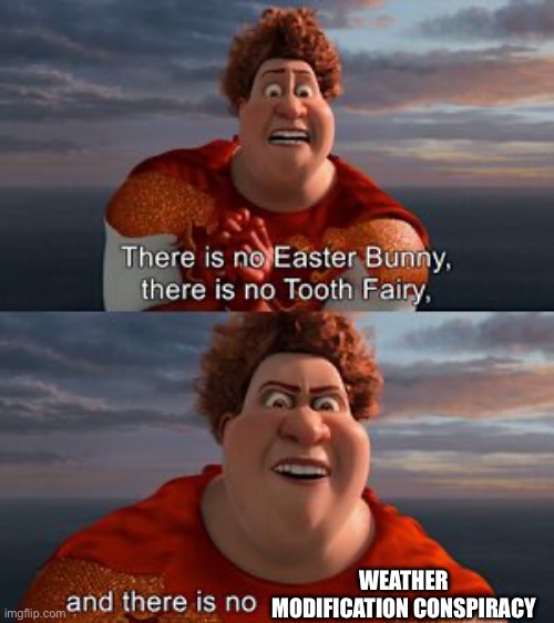 There is no easter bunny | WEATHER MODIFICATION CONSPIRACY | image tagged in there is no easter bunny | made w/ Imgflip meme maker