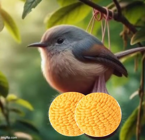 bird with cornballs | image tagged in bird with balls | made w/ Imgflip meme maker