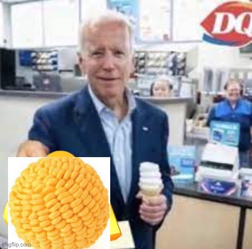 cornball except it's a gift from a former president | image tagged in joe biden handing you a jiggy | made w/ Imgflip meme maker