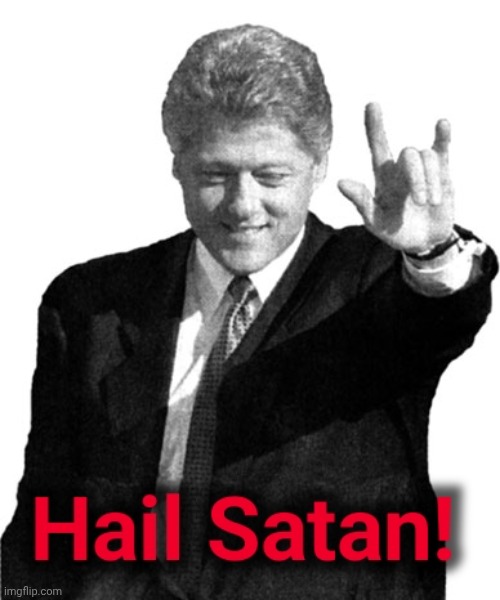 Bill Clinton devil horns | image tagged in horns,bill clinton,hail satan | made w/ Imgflip meme maker