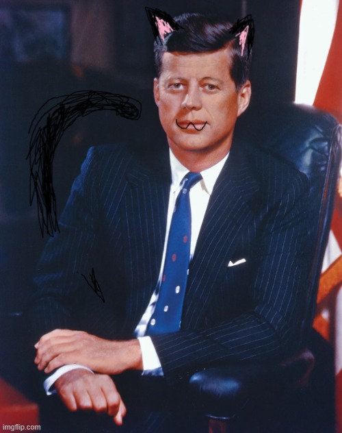 I edited JFK to be  a cutesy catboy! >w< :3 | made w/ Imgflip meme maker