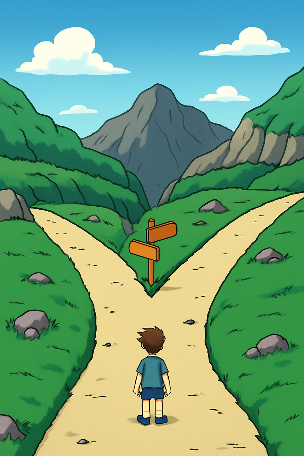 Forked Road, Nice Weather Blank Meme Template
