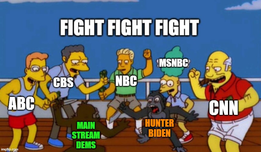 Meh . . . close enough. | MSNBC; NBC; CBS; ABC; CNN; MAIN STREAM DEMS; HUNTER BIDEN | image tagged in yep | made w/ Imgflip meme maker