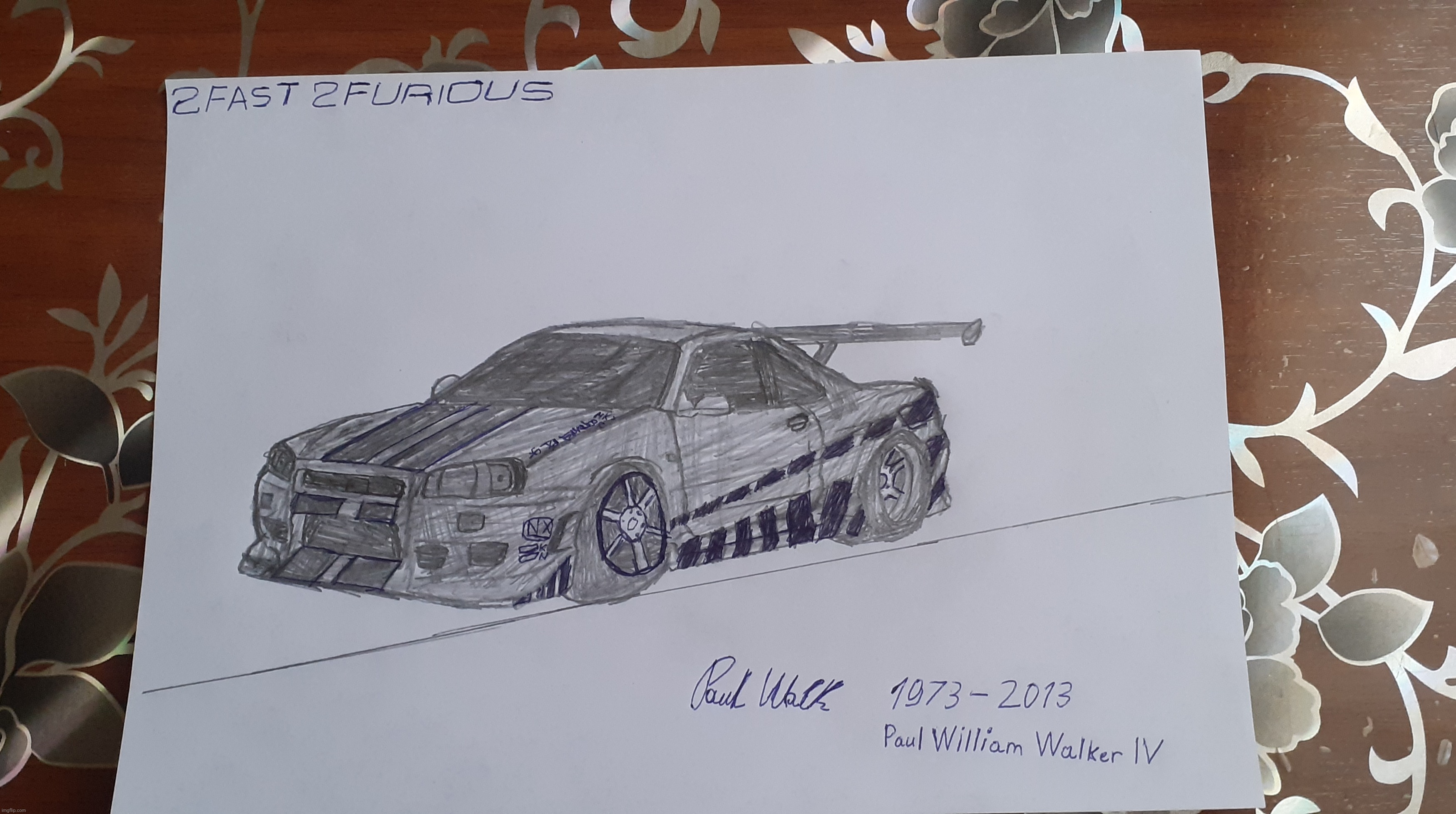 Nissan Skyline R34 Fast 2 Furious Paul Walker (1973 - 2013) | image tagged in fast and furious,nissan,paul walker | made w/ Imgflip meme maker