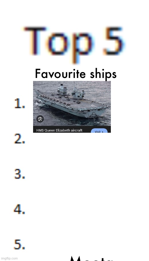 Top 5 List | Favourite ships; Moota | image tagged in top 5 list | made w/ Imgflip meme maker