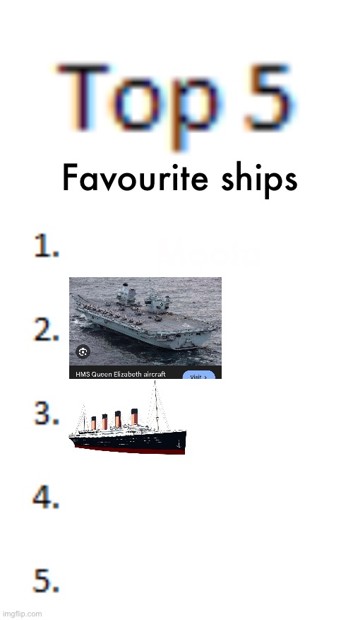 Top 5 List | Favourite ships; Moota | image tagged in top 5 list | made w/ Imgflip meme maker