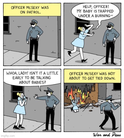 War and Peas | image tagged in comics,war and peas,bad cop | made w/ Imgflip meme maker