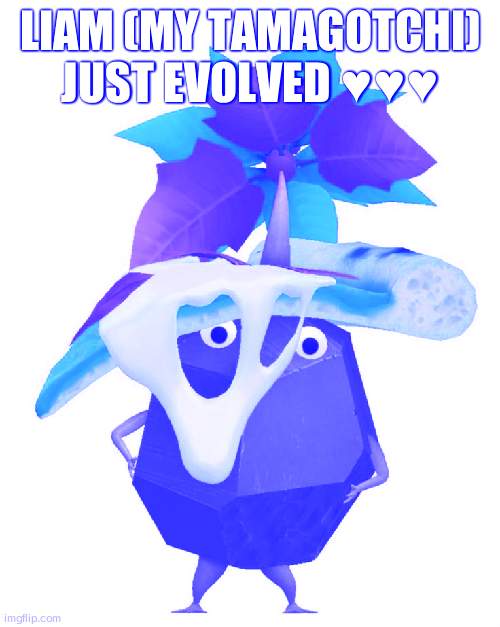 Pizza rock pikmin | LIAM (MY TAMAGOTCHI) JUST EVOLVED ♥♥♥ | image tagged in pizza rock pikmin | made w/ Imgflip meme maker