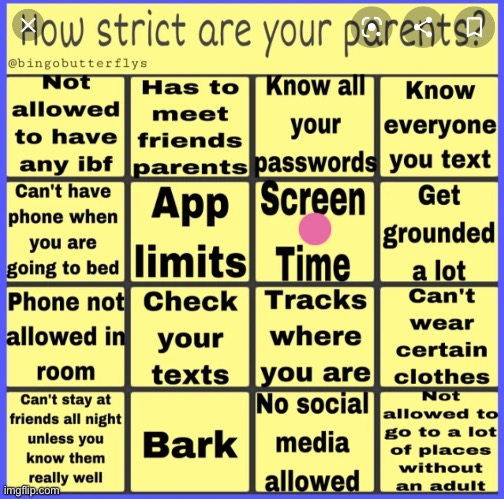 Sex | image tagged in strict parent bingo | made w/ Imgflip meme maker