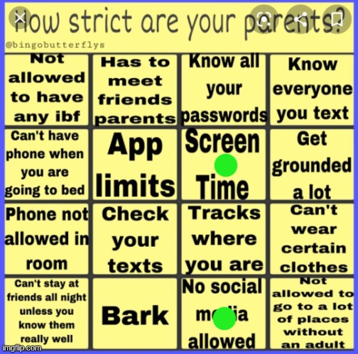 thats literally it | image tagged in strict parent bingo | made w/ Imgflip meme maker
