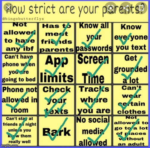 ughh | image tagged in strict parent bingo | made w/ Imgflip meme maker